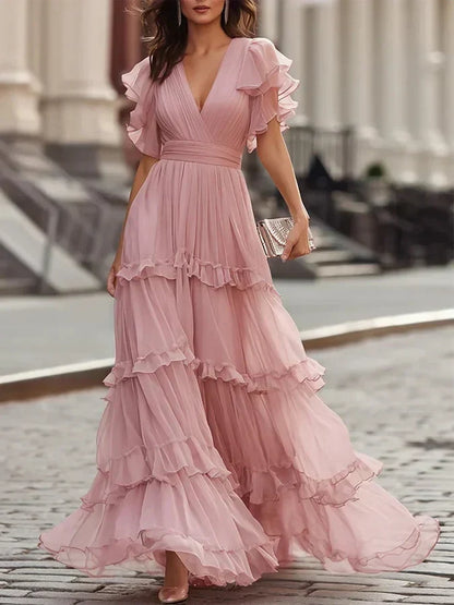 Lucille | Light Pink Elegant Wedding Maxi Dress