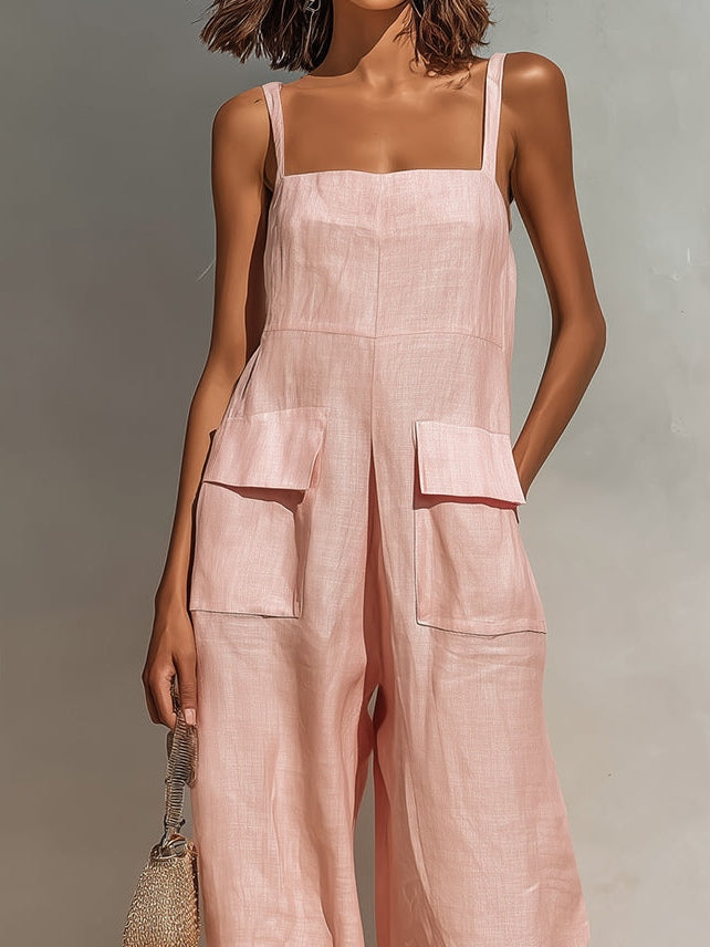 Zaniya | Minimal Linen-Look Jumpsuit
