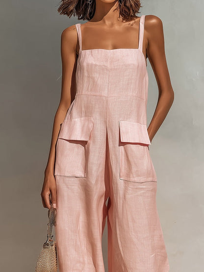 Zaniya | Minimal Linen-Look Jumpsuit