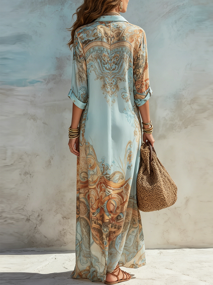 Paula – Printed Shirt Maxi Dress