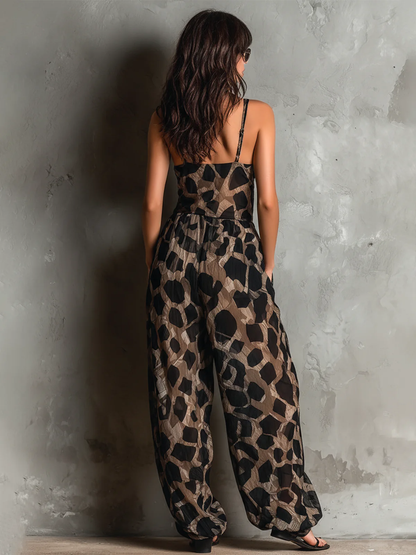 Kelly – Wide-Leg Printed Tie-Front Jumpsuit