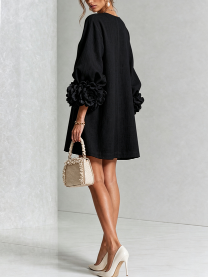 Joanne – Floral Cuff Button-Front Mini Dress