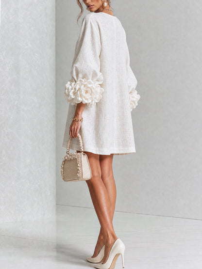 Joanne – Floral Cuff Button-Front Mini Dress