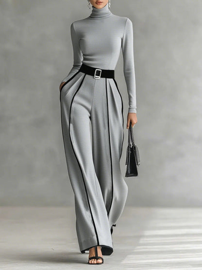 Violet | Turtleneck Wide-Leg Pants Set