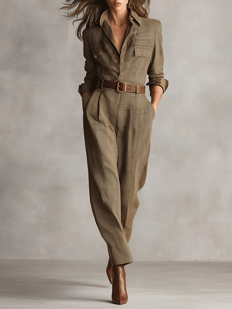 Hannah | Elegant Checkered Jumpsuit