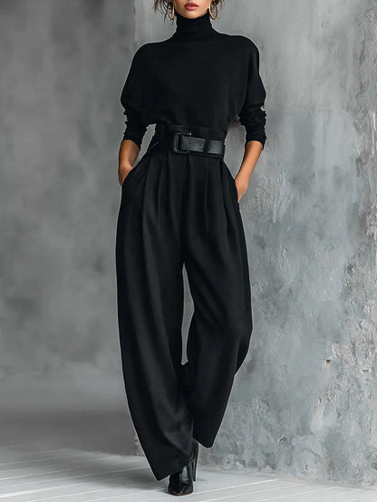 Hazel | Black Belted Two-Piece Set