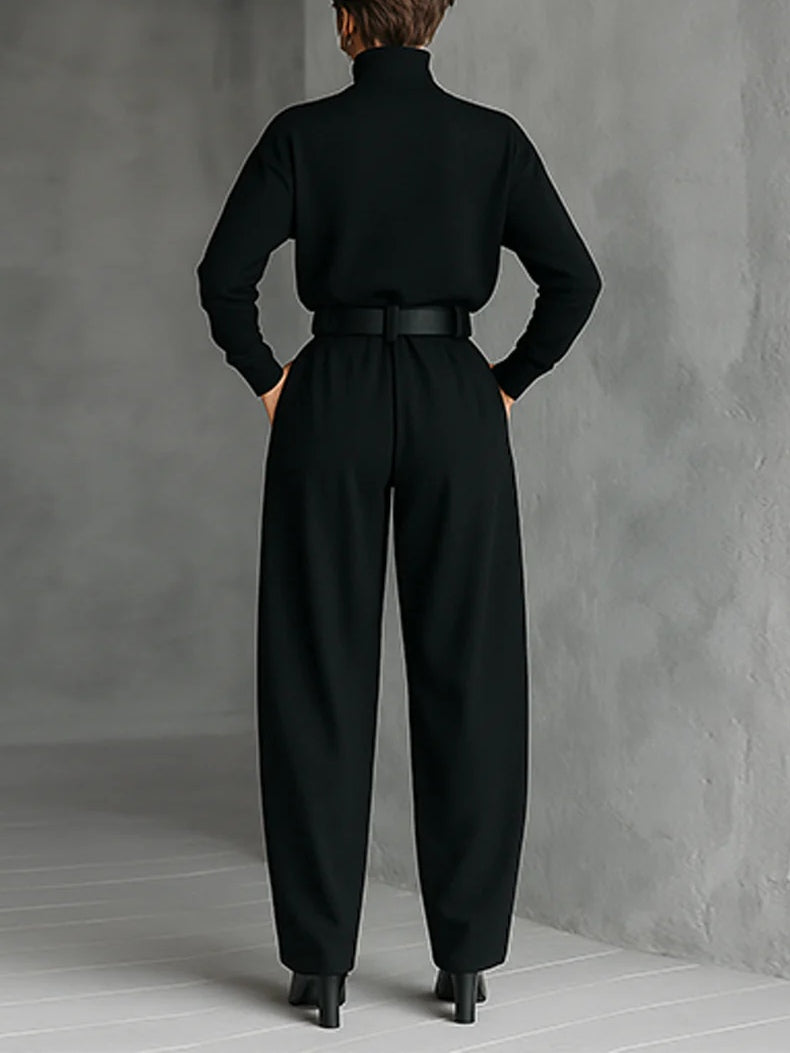 Hazel | Black Belted Two-Piece Set