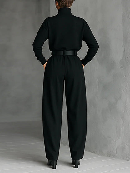 Hazel | Black Belted Two-Piece Set