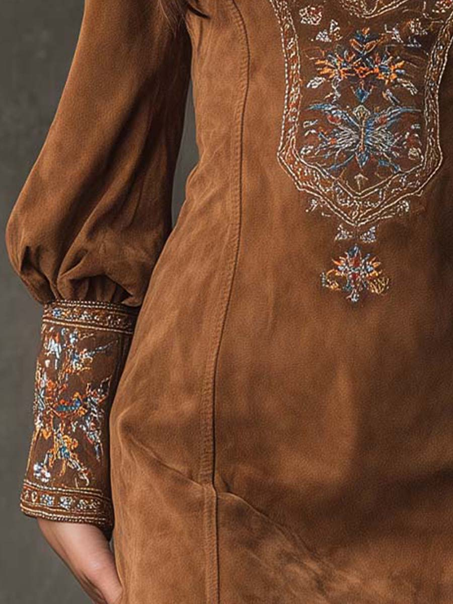 Dora | Short Dress with Suede Effect