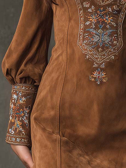 Dora | Short Dress with Suede Effect