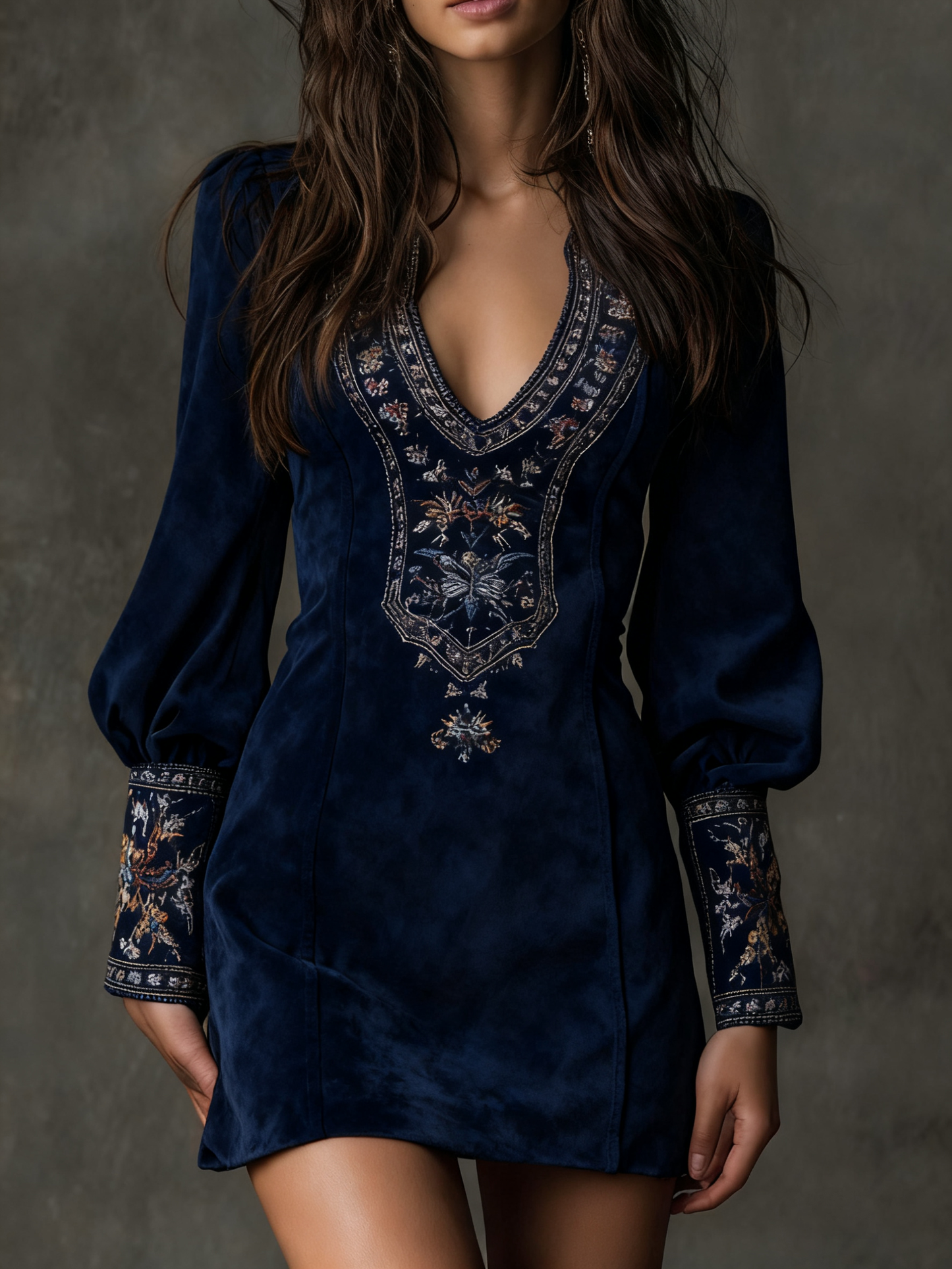 Dora | Short Dress with Suede Effect