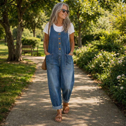 Tara – Relaxed Denim-Look Overalls