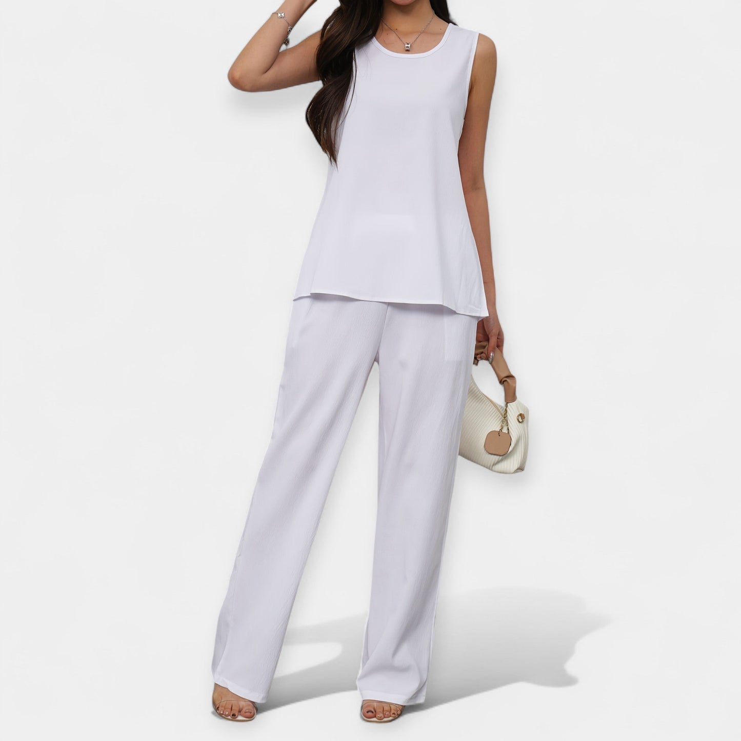 Sahasra | Relaxed Ensemble with Sleeveless Blouse and Flowing Pants