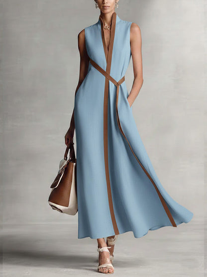 Ruby – Contrast Trim Sleeveless Maxi Dress