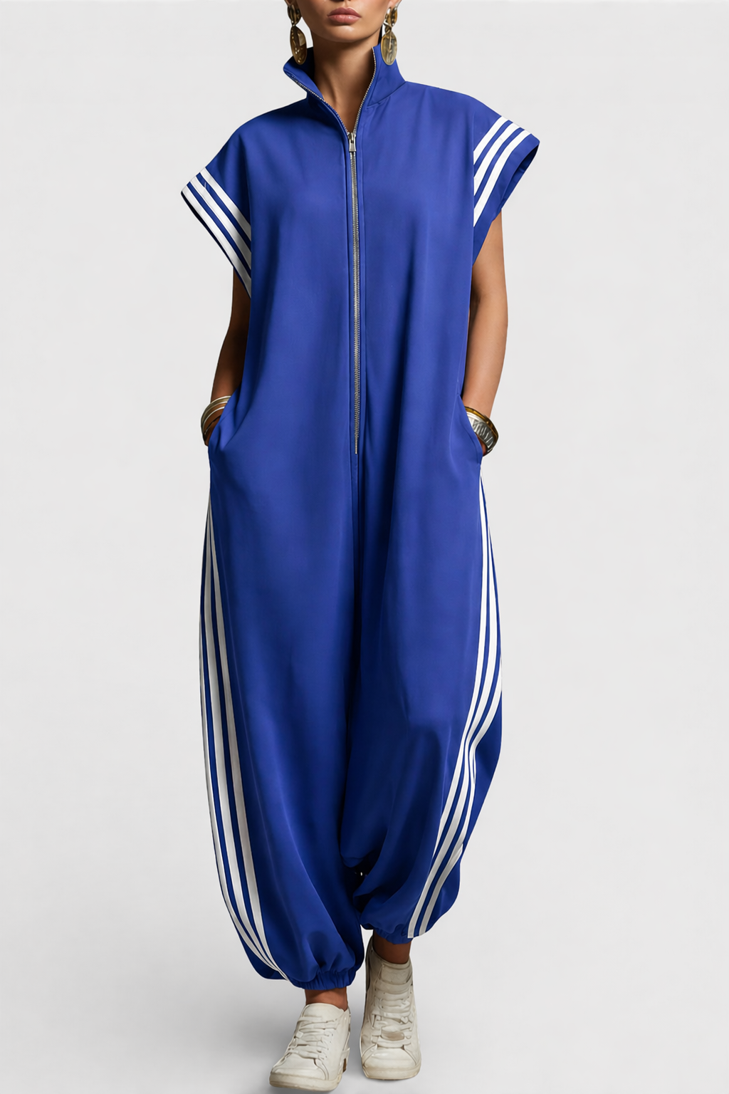 Sharon – Sporty Zip-Front Relaxed Jumpsuit