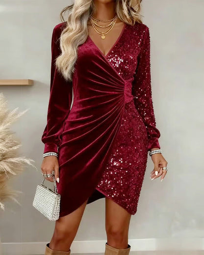 Mariana | Shimmering V-Neck Midi Dress
