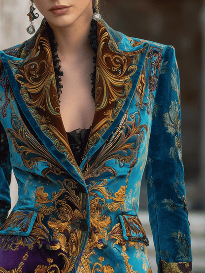 Clarissa – Baroque Velvet-Look Tailored Blazer