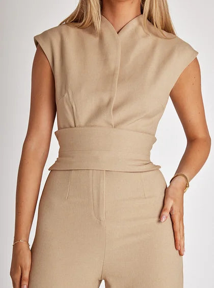 Elvira – Sleeveless Belted Wide-Leg Jumpsuit