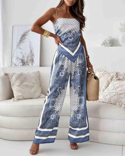 Carolanne | Holiday Ready Stylish Lace-Up Vest & Pants Two-Piece Set Dress