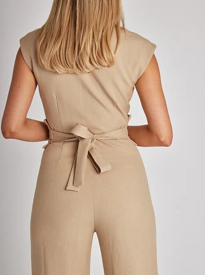 Elvira – Sleeveless Belted Wide-Leg Jumpsuit