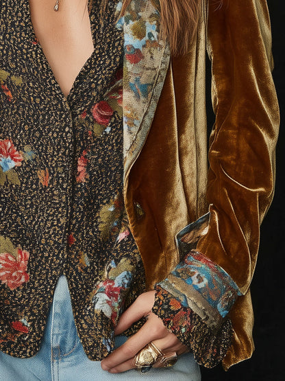 Tara – Velvet Floral Patchwork Blazer