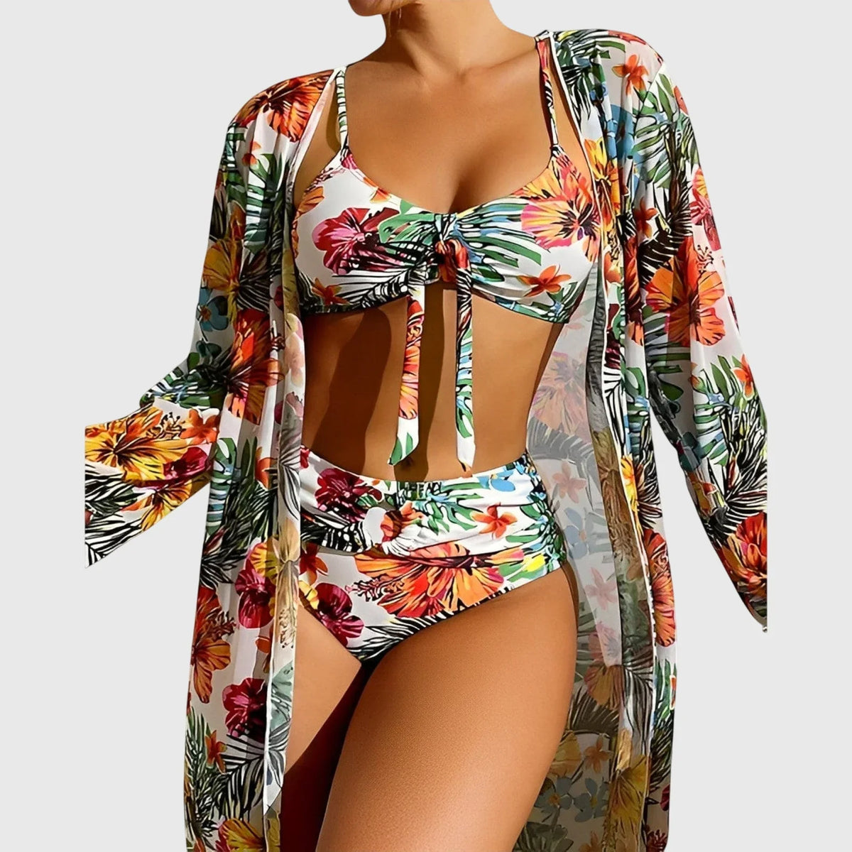 Catherine – Tropical Bikini Set with Cover-Up