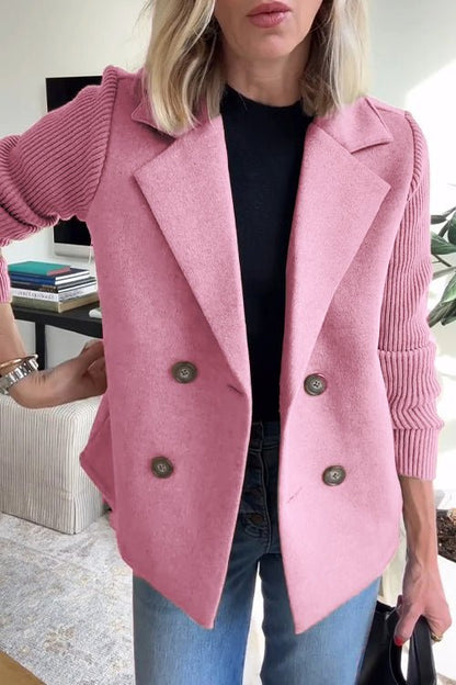 Mildred – Elegant Knit Sleeve Double-Breasted Vest