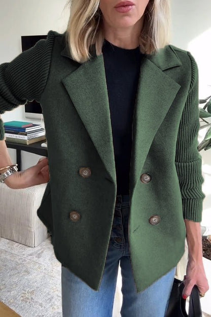 Mildred – Elegant Knit Sleeve Double-Breasted Vest