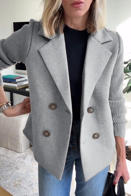 Mildred – Elegant Knit Sleeve Double-Breasted Vest