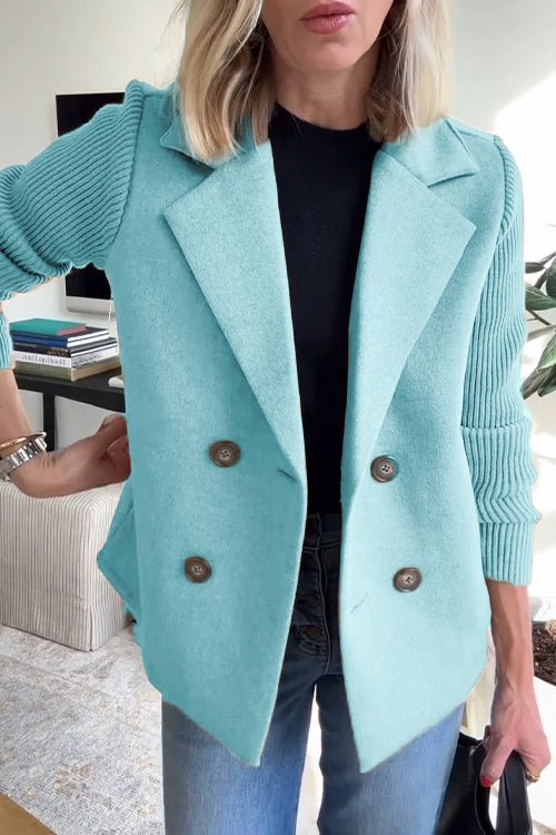 Mildred – Elegant Knit Sleeve Double-Breasted Vest
