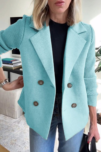 Mildred – Elegant Knit Sleeve Double-Breasted Vest