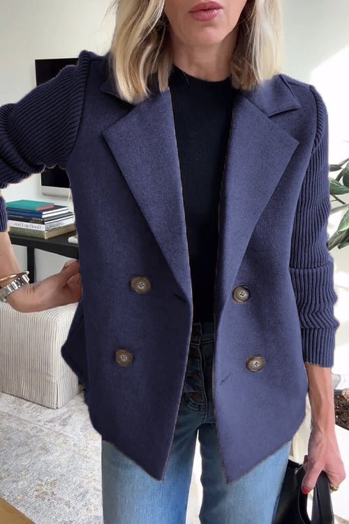 Mildred – Elegant Knit Sleeve Double-Breasted Vest