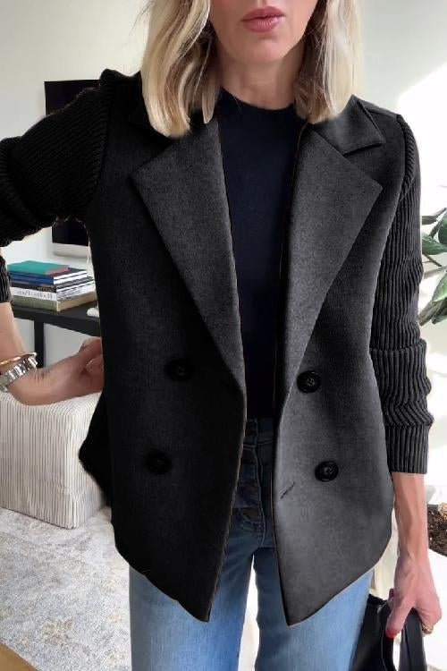 Mildred – Elegant Knit Sleeve Double-Breasted Vest