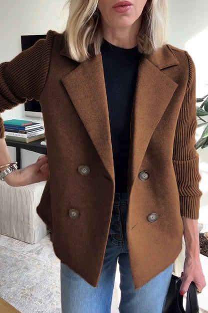 Mildred – Elegant Knit Sleeve Double-Breasted Vest
