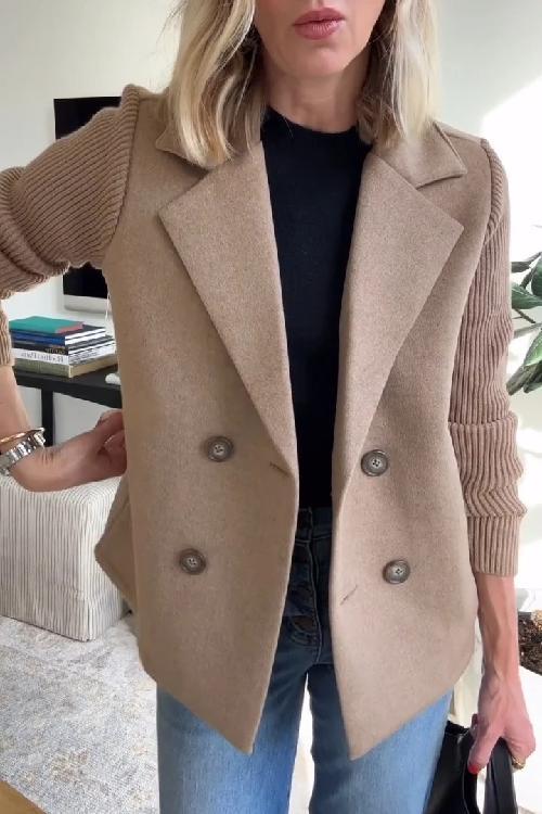 Mildred – Elegant Knit Sleeve Double-Breasted Vest