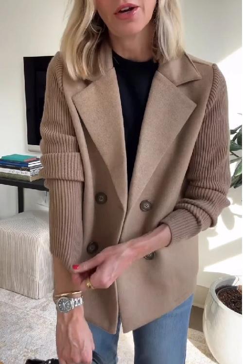 Mildred – Elegant Knit Sleeve Double-Breasted Vest