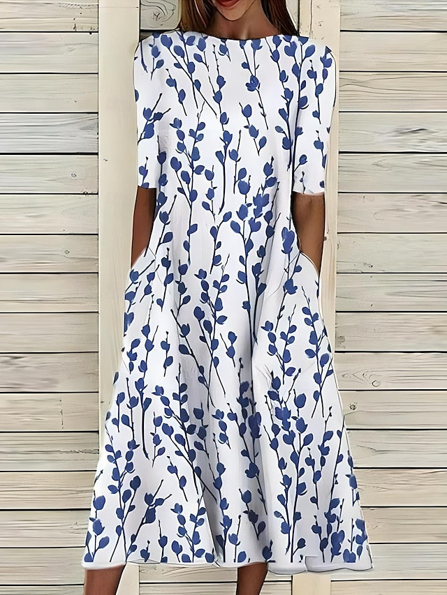 Patricia – Botanical Print Midi Dress