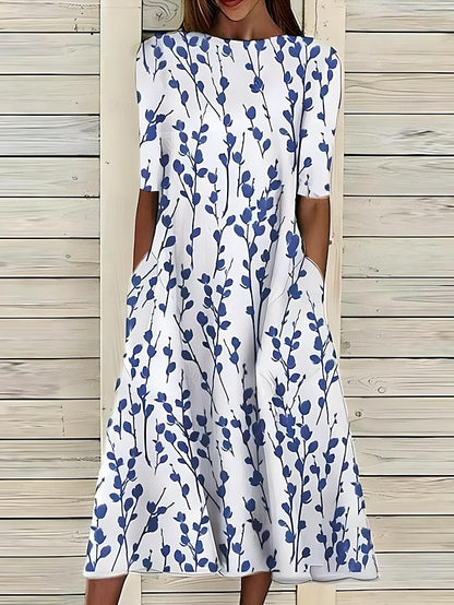 Patricia – Botanical Print Midi Dress