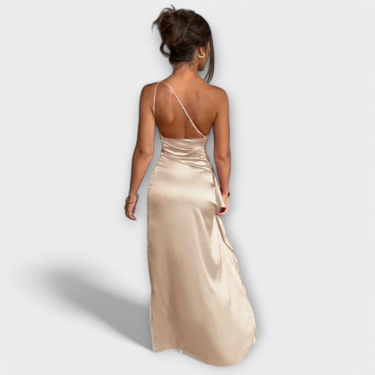 Gracie | Asymmetrical Maxi Dress with Draping on One Arm