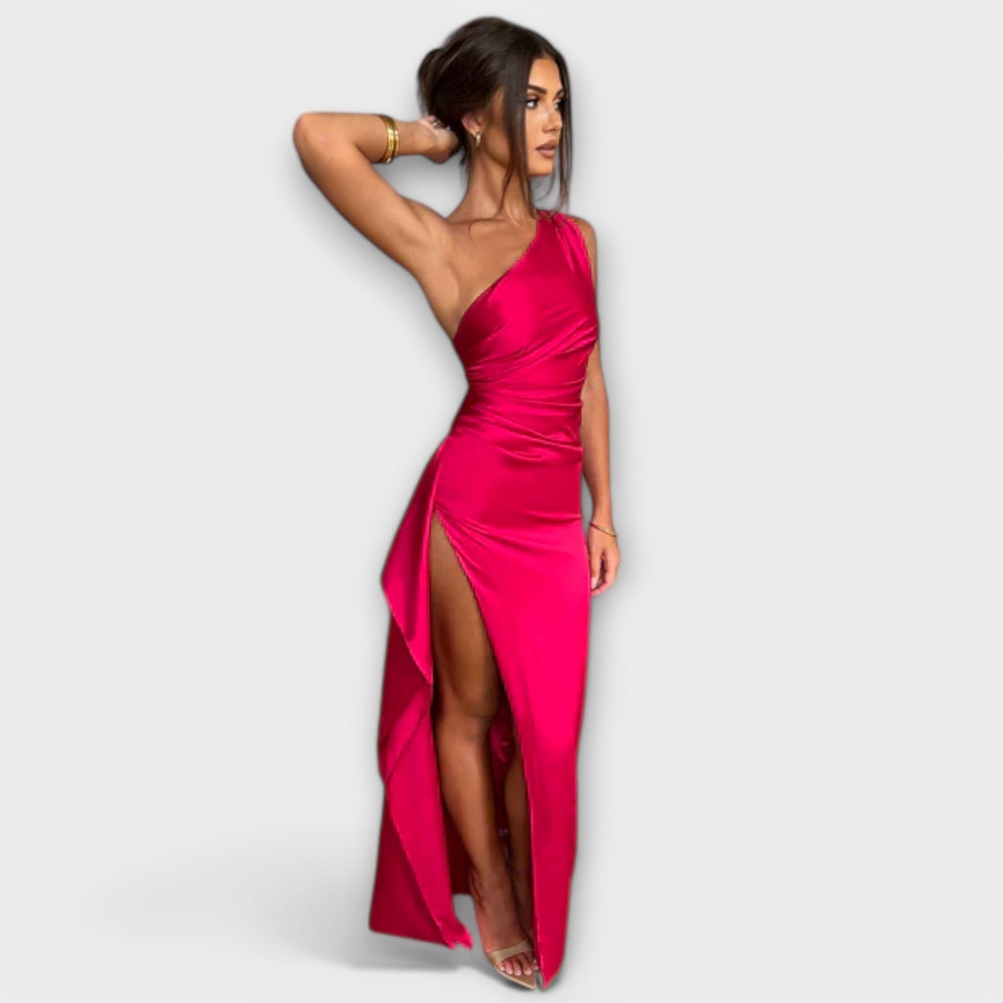 Gracie | Asymmetrical Maxi Dress with Draping on One Arm