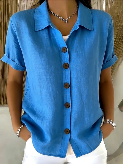 Melanie – Classic Button-Front Woven Shirt