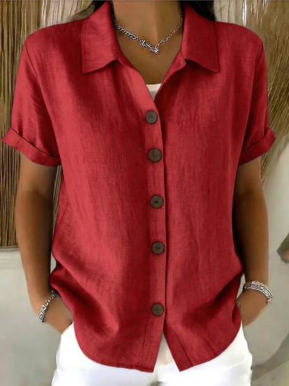 Melanie – Classic Button-Front Woven Shirt