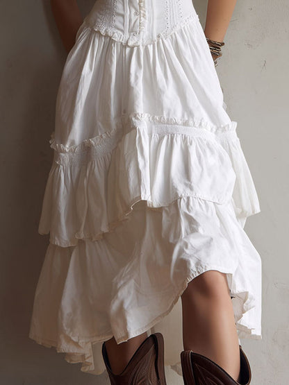 Melinda – Boho Corset Tiered Midi Dress