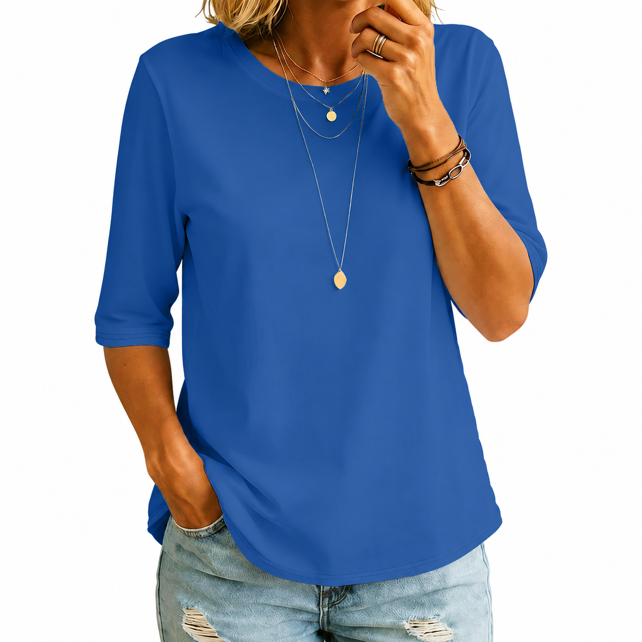 Justine – Relaxed Three-Quarter Sleeve Top