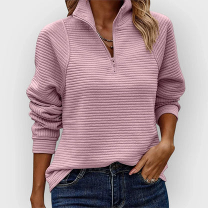 Lindsey – Half-Zip Ribbed Pullover Sweatshirt