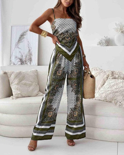 Carolanne | Holiday Ready Stylish Lace-Up Vest & Pants Two-Piece Set Dress