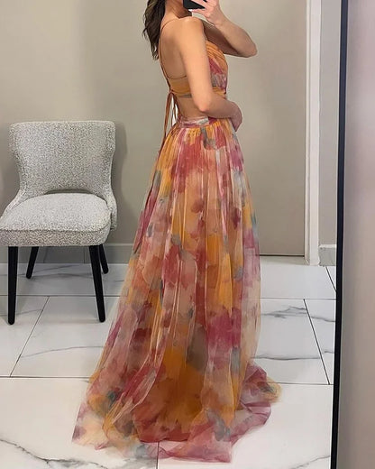 Maeve | Elegant Halter Print Dress