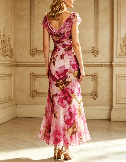 Lee – Floral Cowl-Neck Fishtail Maxi Dress