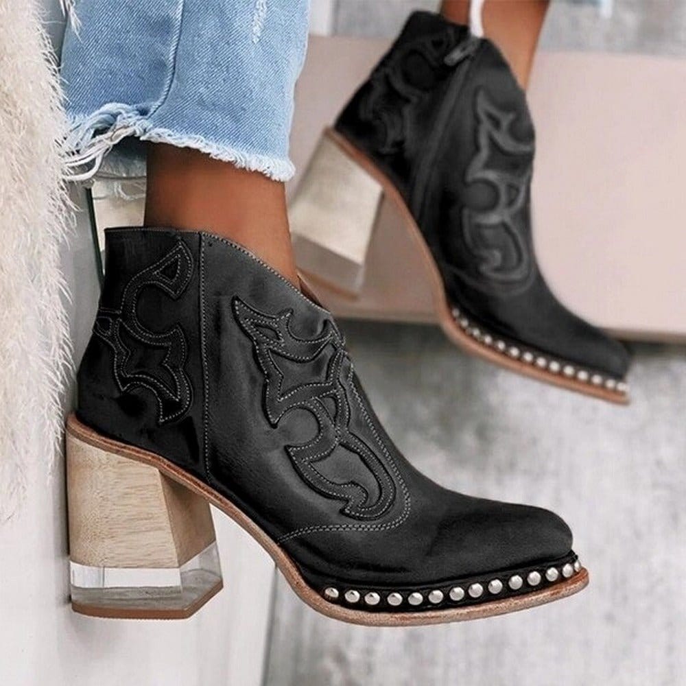 Nadine – Western Ankle Boot with Stud Detail
