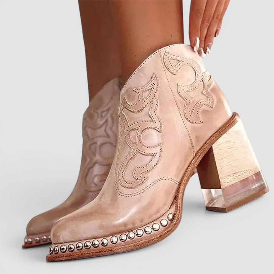 Nadine – Western Ankle Boot with Stud Detail